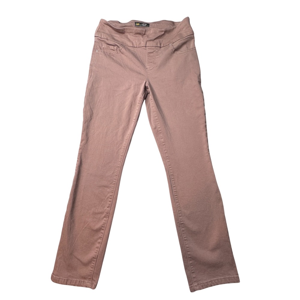Lee Pants Womens 4 Short Mauve Sculpting Slim Fit Slim Leg Mid Rise Pull‎ On